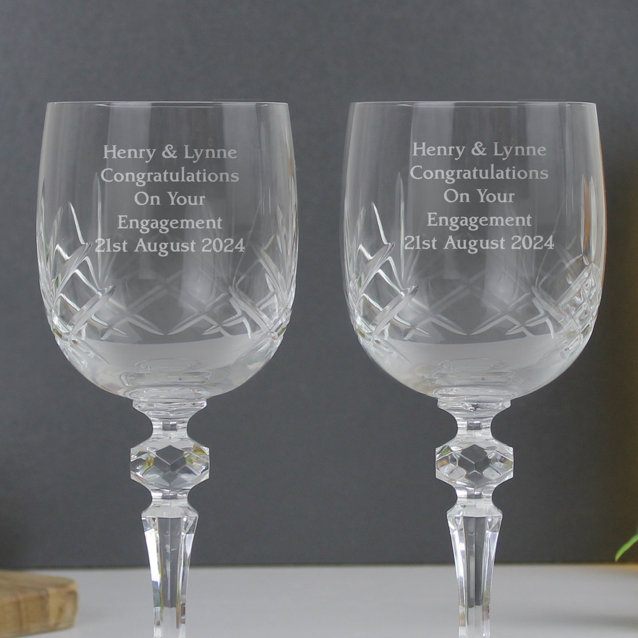 Personalised Pair of Crystal Wine Glasses: 5 - Wine Glasses By Gift Moments
