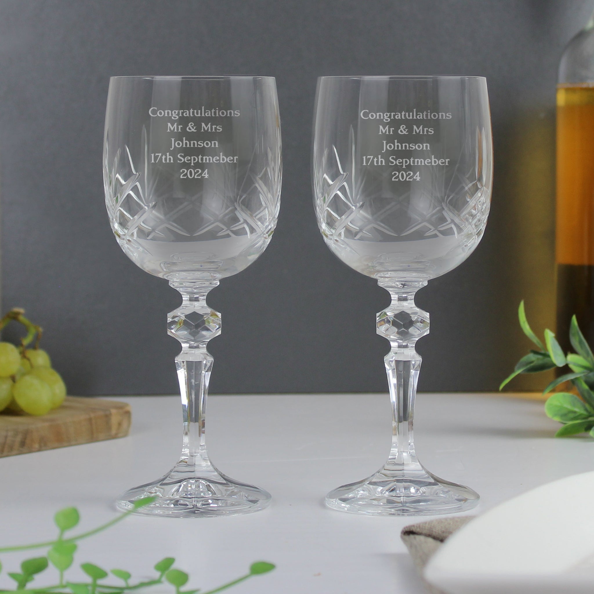 Personalised Pair of Crystal Wine Glasses: 2 - Wine Glasses By Gift Moments