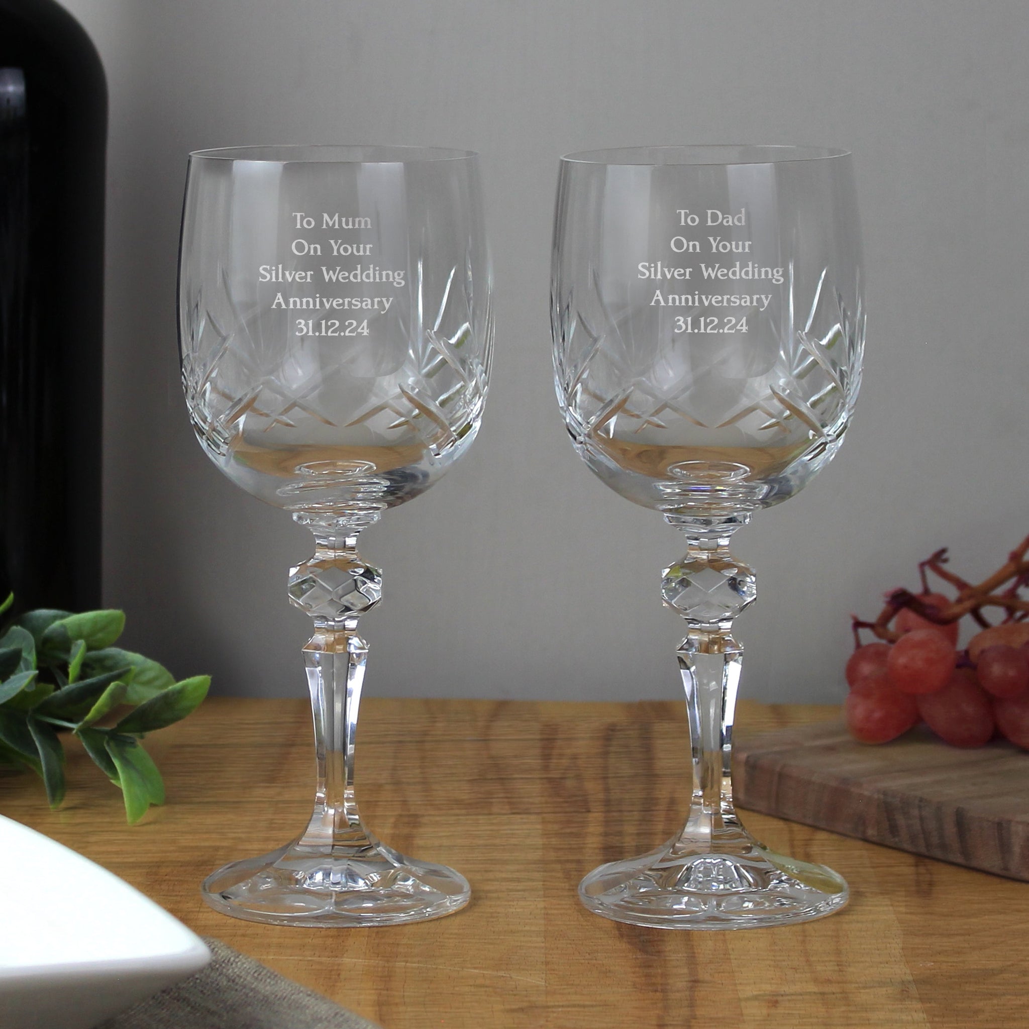 Personalised Pair of Crystal Wine Glasses: 6 - Wine Glasses By Gift Moments