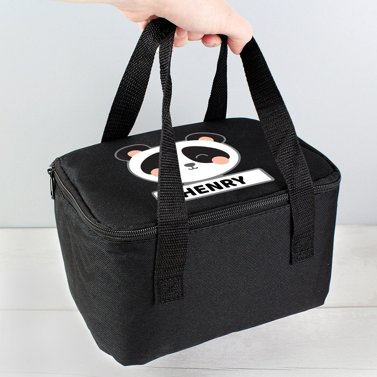 Personalised Panda Black Lunch Bag: 2 - Lunch Boxes & Bags By Gift Moments