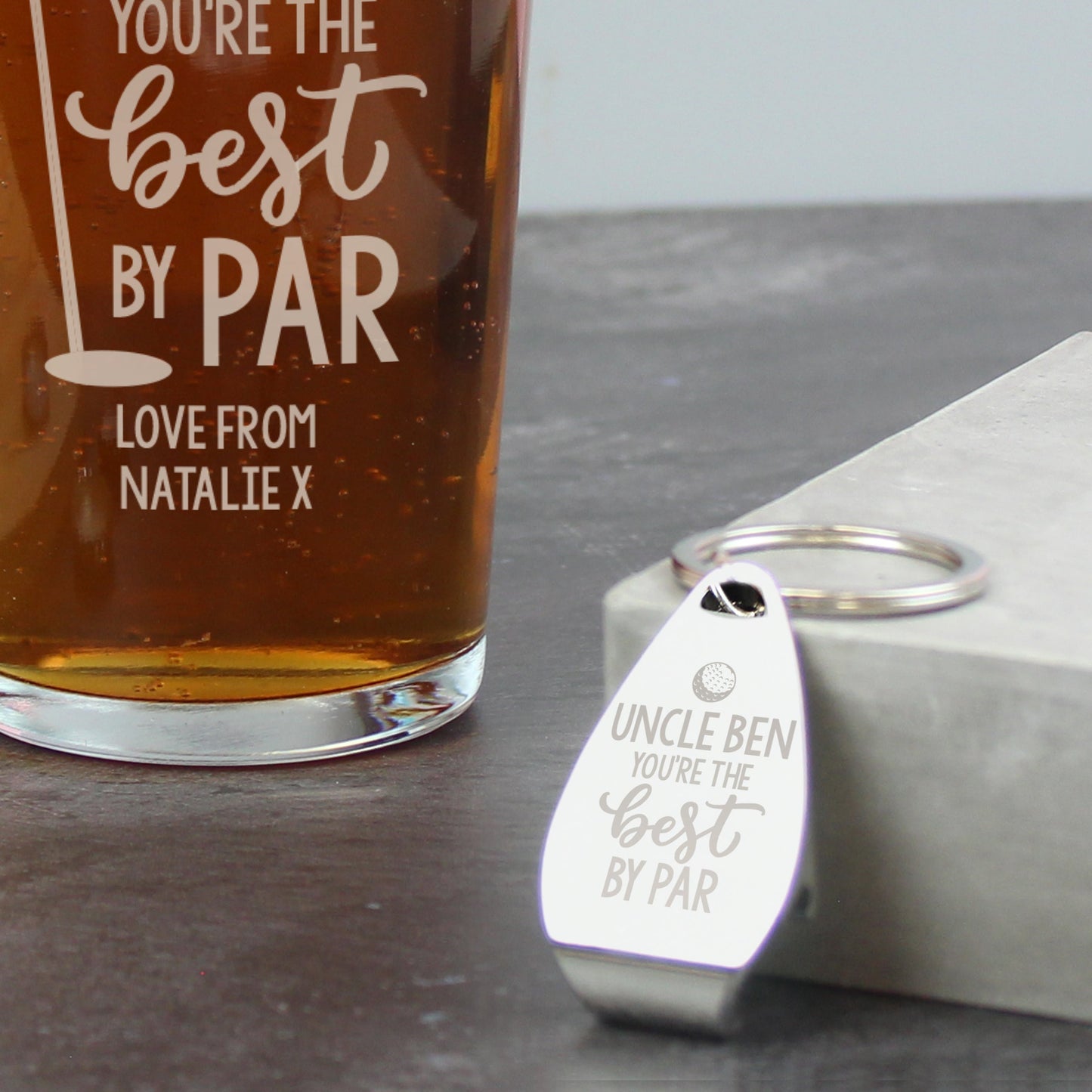 Personalised By Par Pint Glass & Bottle Opener: 4 - Beer Glasses By Gift Moments