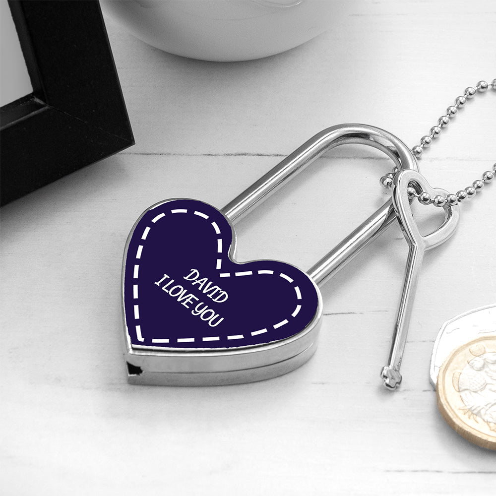 Personalised Parisienne Love Heart Padlocks: 9 - Keyrings By Gift Moments