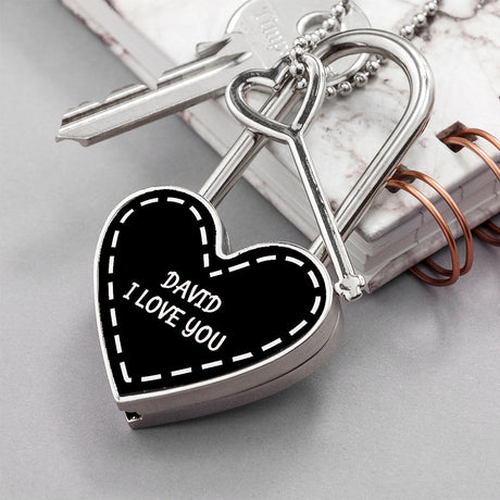 Personalised Heart Padlocks for Love: 10 - Keyrings By Gift Moments