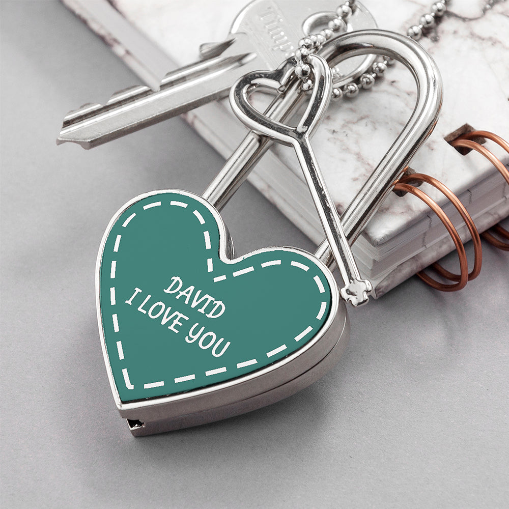 Personalised Parisienne Love Heart Padlocks: 12 - Keyrings By Gift Moments