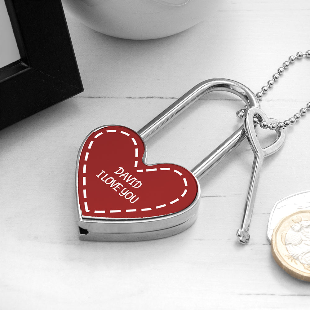 Personalised Parisienne Love Heart Padlocks: 11 - Keyrings By Gift Moments