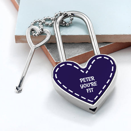 Personalised Heart Padlocks for Love: 2 - Midnight - Keyrings By Gift Moments