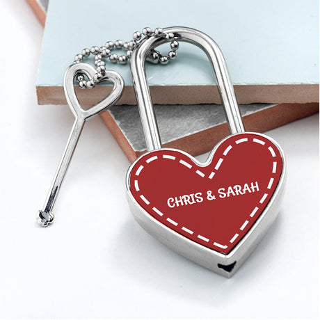 Personalised Heart Padlocks for Love: 5 - Romantic Red - Keyrings By Gift Moments