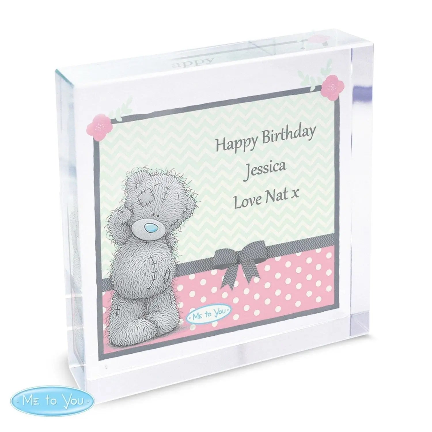 Personalised Me To You Pastel Polka Dot for Her Crystal Token: 2 - Crystal Tokens