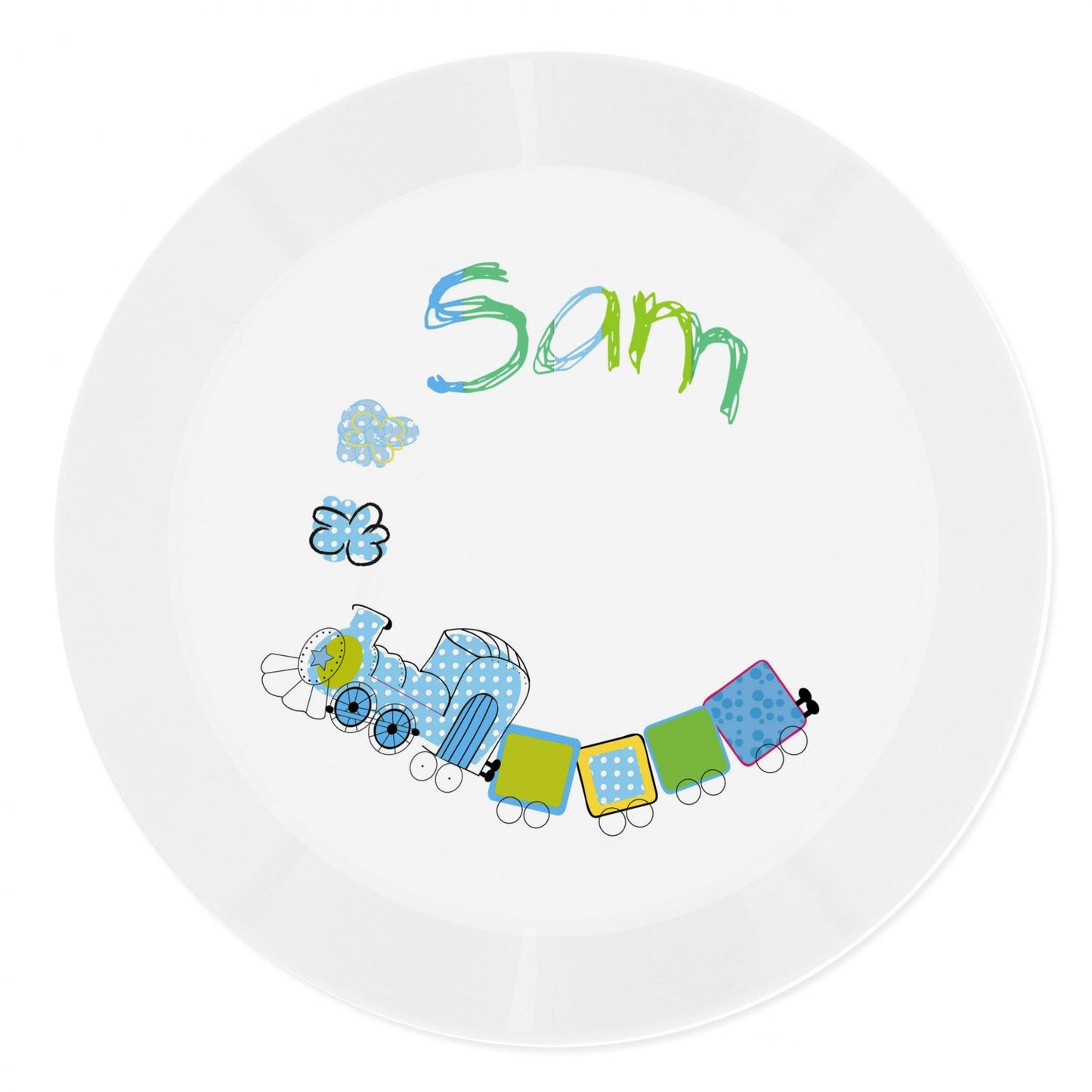 Personalised Patchwork Train Plastic Plate: 3 - Tableware By Gift Moments