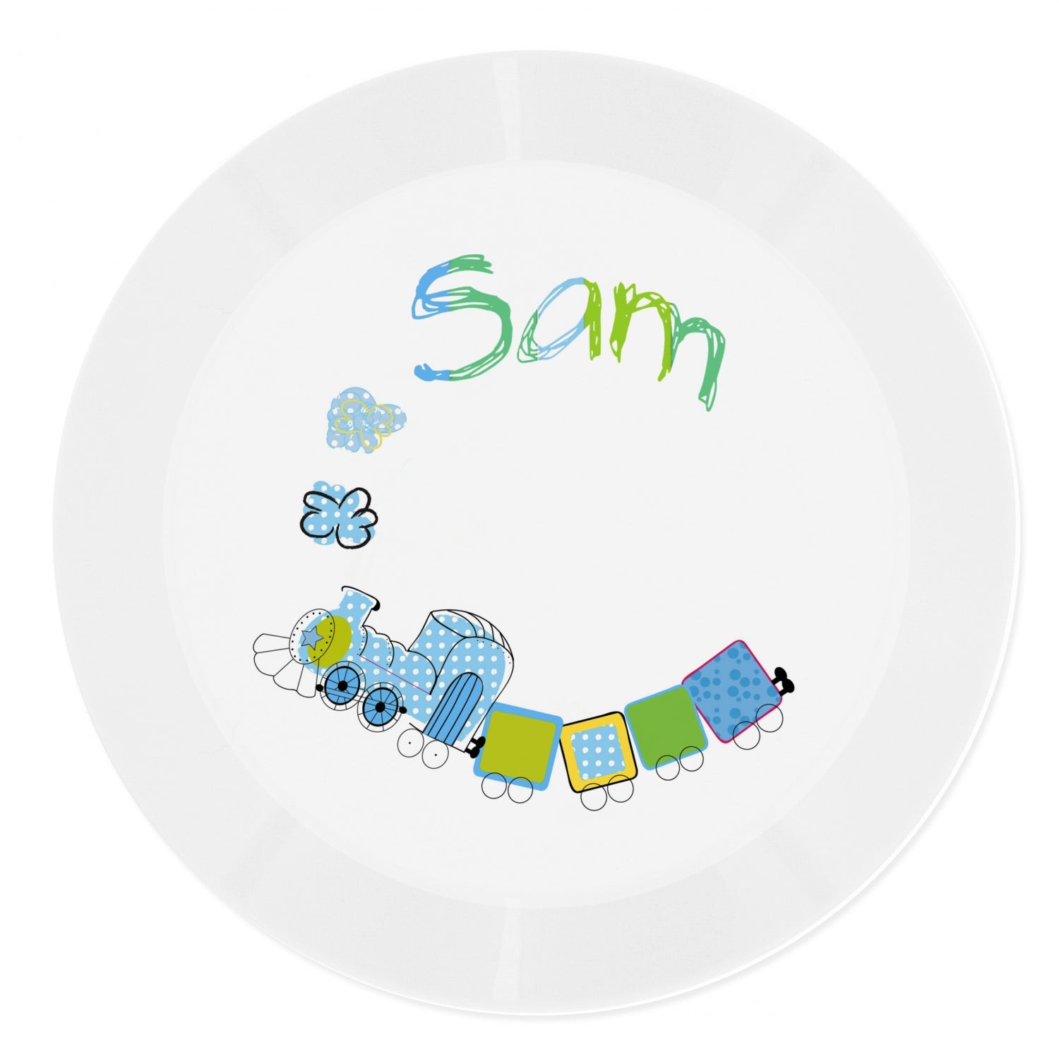 Personalised Patchwork Train Plastic Plate: 3 - Tableware By Gift Moments
