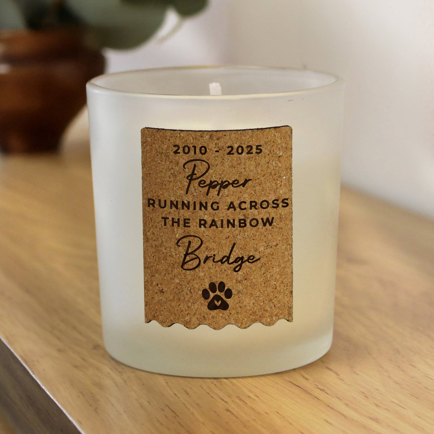 Personalised Paw Print Cork Label Candle Jar: 6 - Candles By Gift Moments