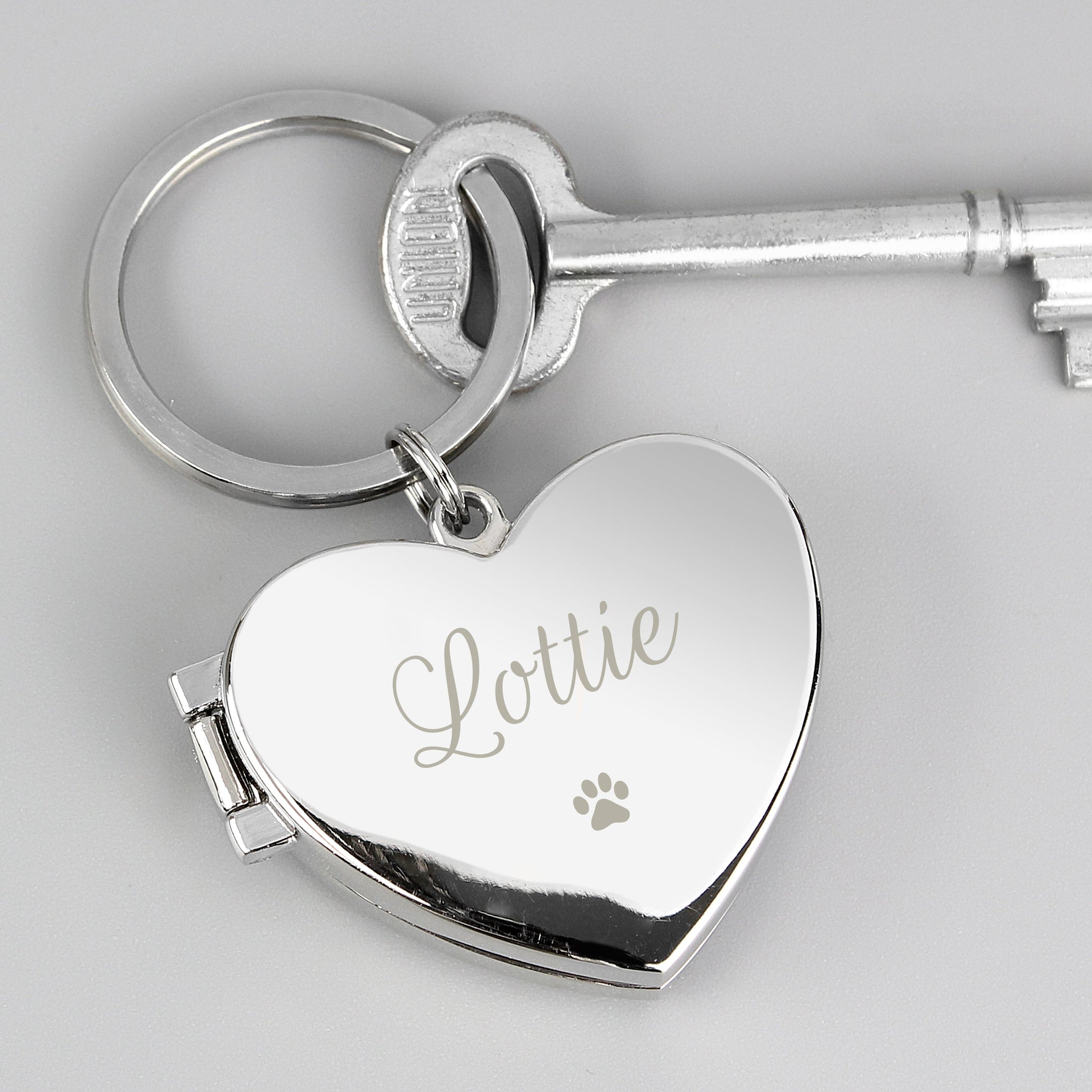 Personalised Paw Print Heart Photo Frame Keyring: 1 - Keyrings By Gift Moments