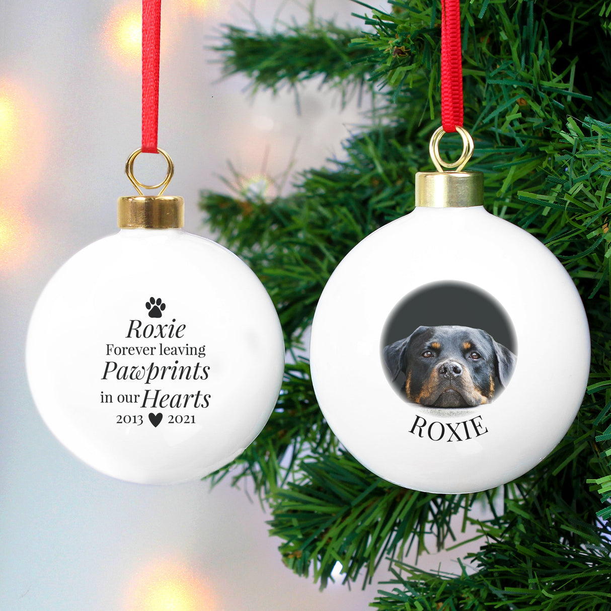 Personalised Paw Print Memorial Photo Upload Bauble: 4 - Christmas Baubles By Gift Moments