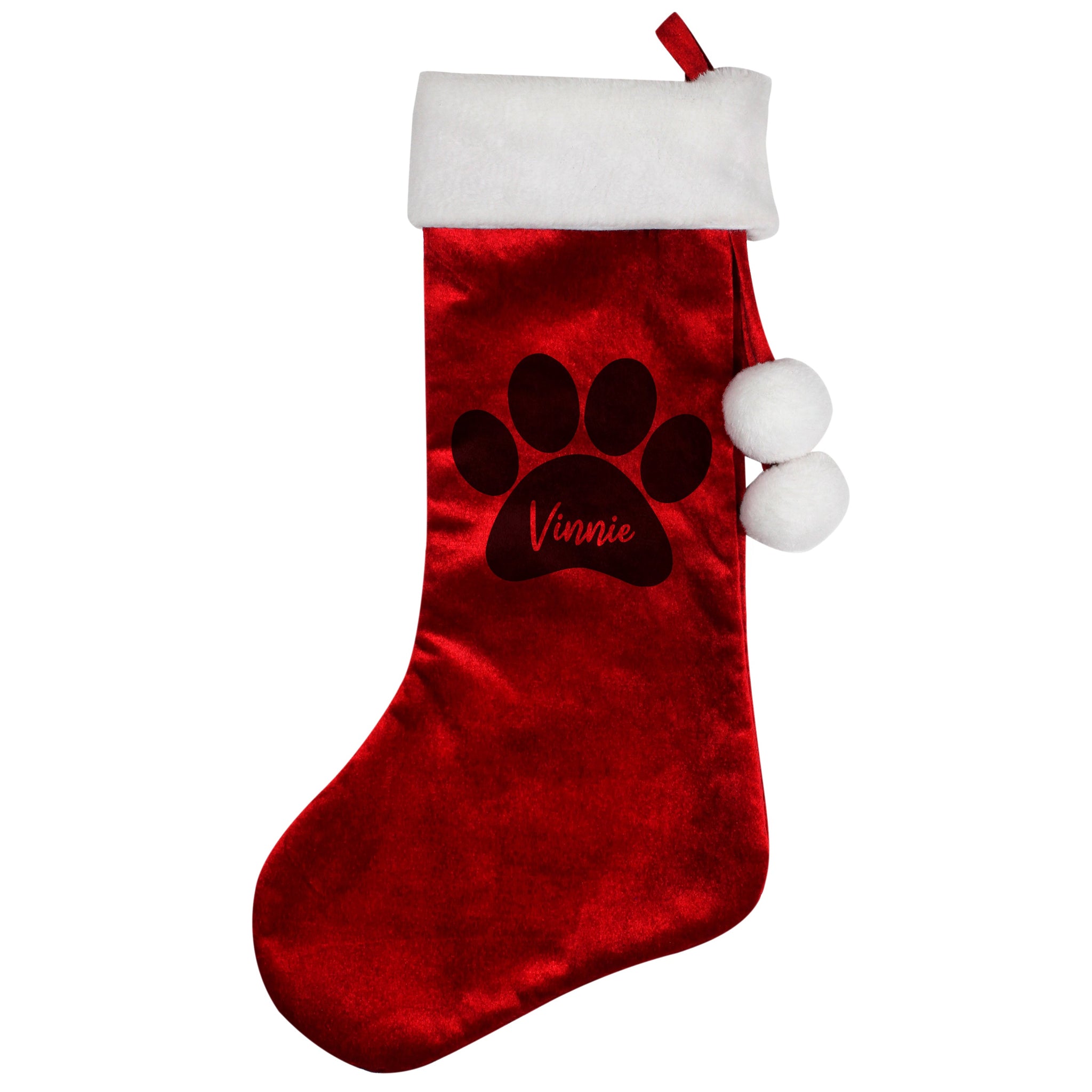 Personalised Paw Print Red Stocking: 5 - Christmas Stockings By Gift Moments