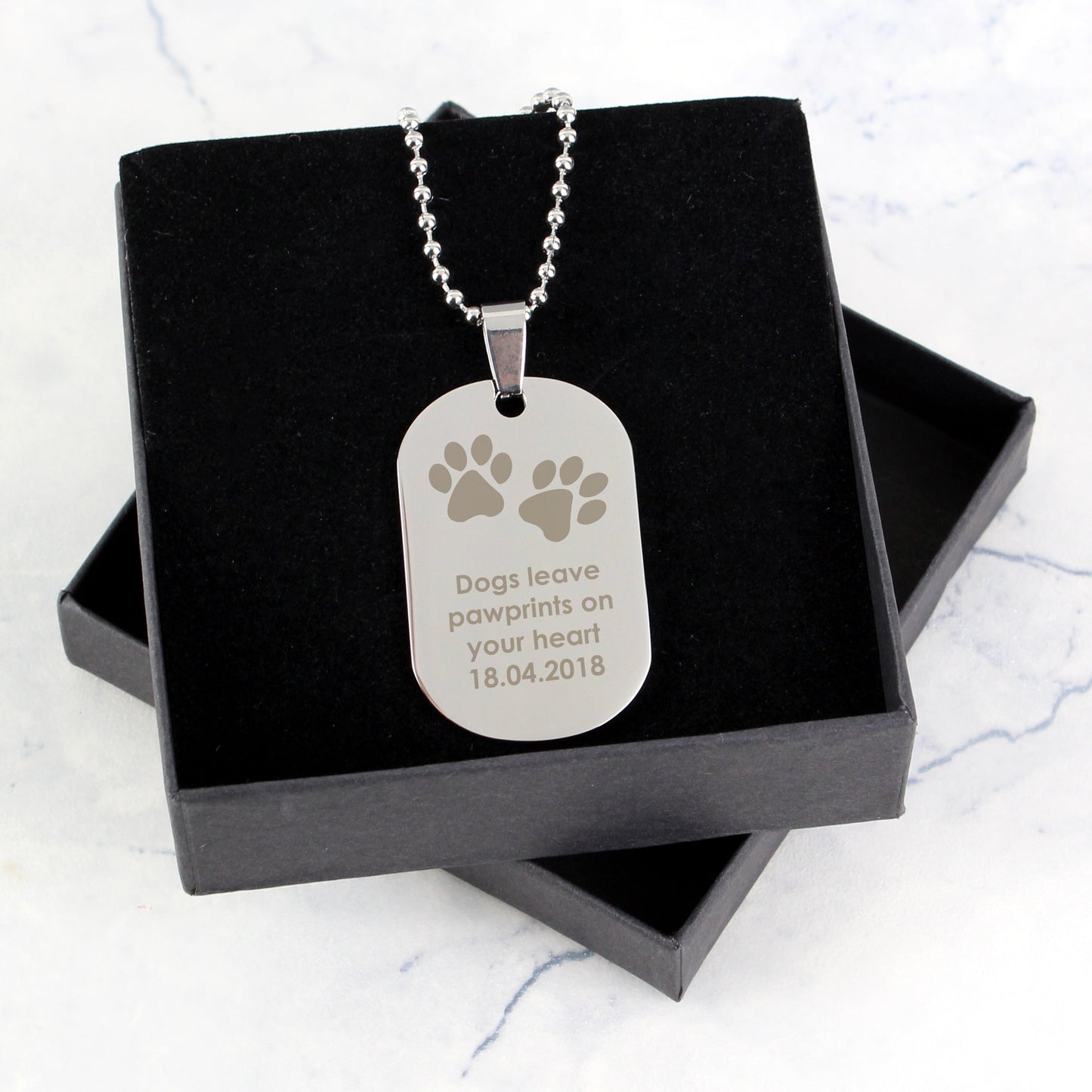 Personalised Paw Prints Stainless Steel Dog Tag Necklace: 1 - Necklaces By Gift Moments