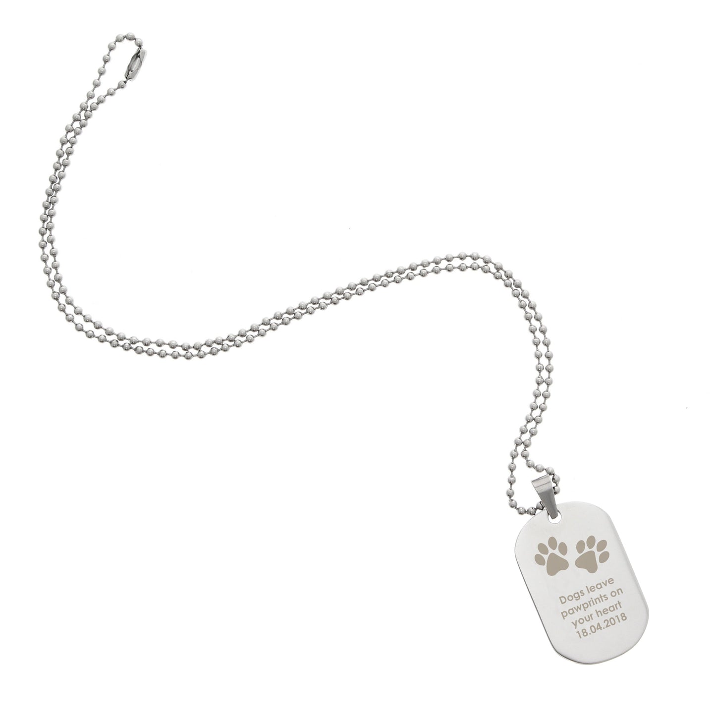 Personalised Paw Prints Stainless Steel Dog Tag Necklace: 4 - Necklaces By Gift Moments
