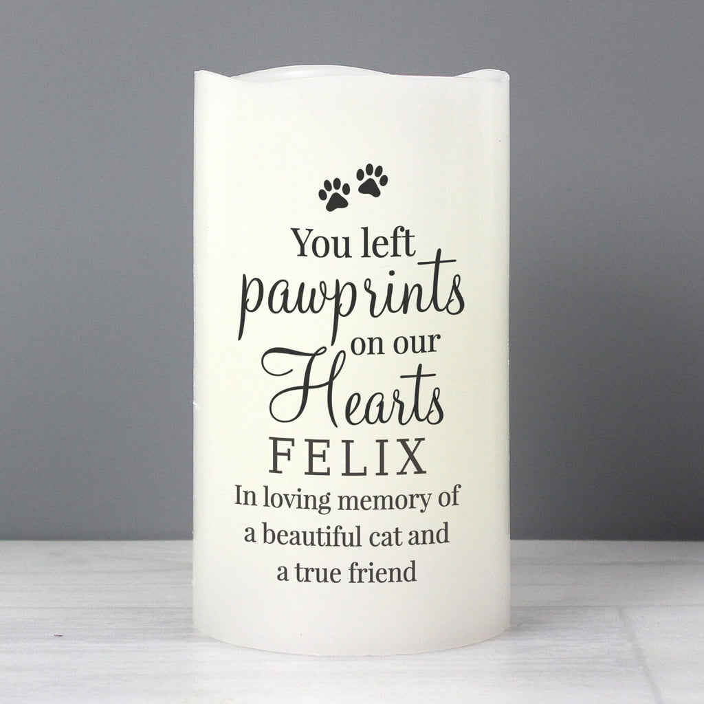 Personalised Pawprints On Our Hearts LED Candle - Shop LED Lighting At Gift Moments - 3