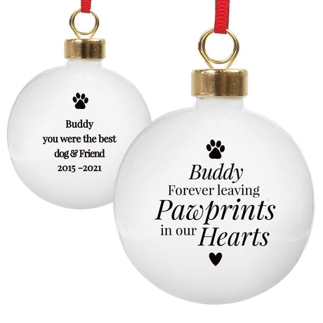 Personalised Pawprints Memorial Bauble: 3 - Christmas Baubles By Gift Moments