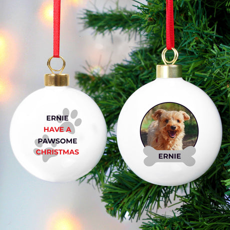 Personalised Pawsome Photo Upload Bauble: 1 - Christmas Baubles By Gift Moments