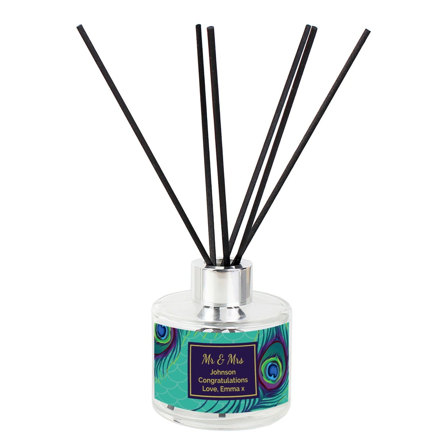 Personalised Peacock Reed Diffuser: 3 - Reed Diffusers By Gift Moments