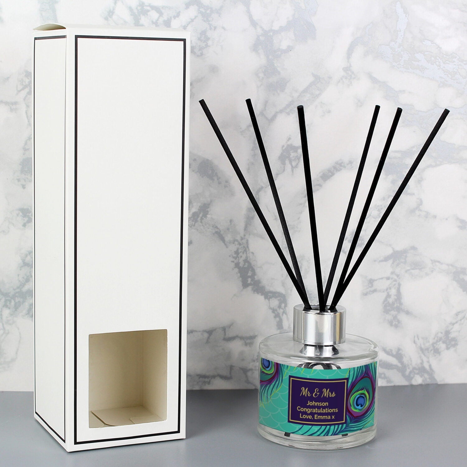 Personalised Peacock Reed Diffuser: 1 - Reed Diffusers By Gift Moments