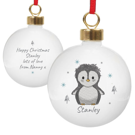 Personalised Pebbles the Penguin Bauble: 4 - Christmas Baubles By Gift Moments