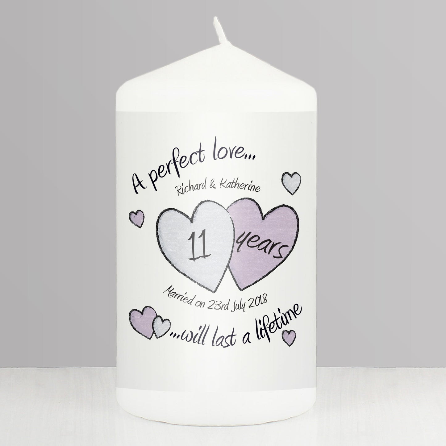 Personalised A Perfect Love Anniversary Pillar Candle: 1 - Candles By Gift Moments