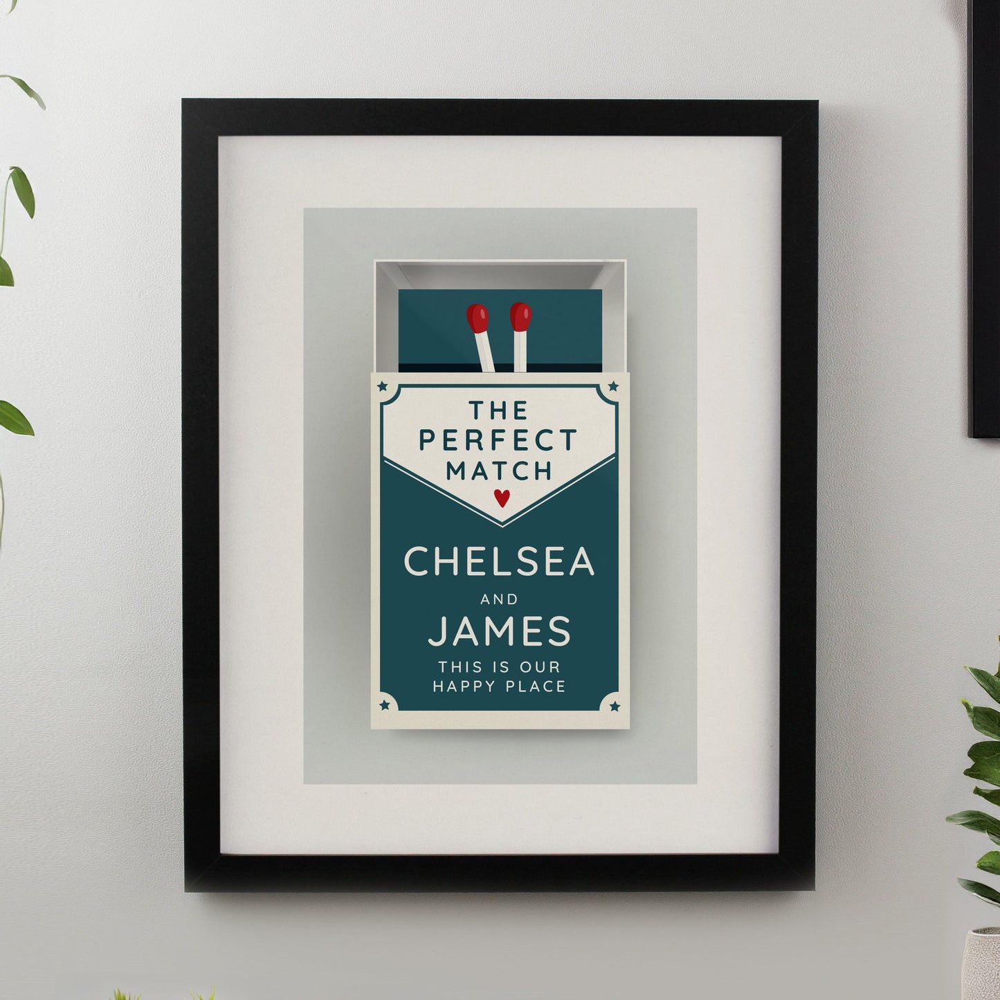Personalised Perfect Match Couples Framed Prints: 2 - Black - Framed Prints By Gift Moments