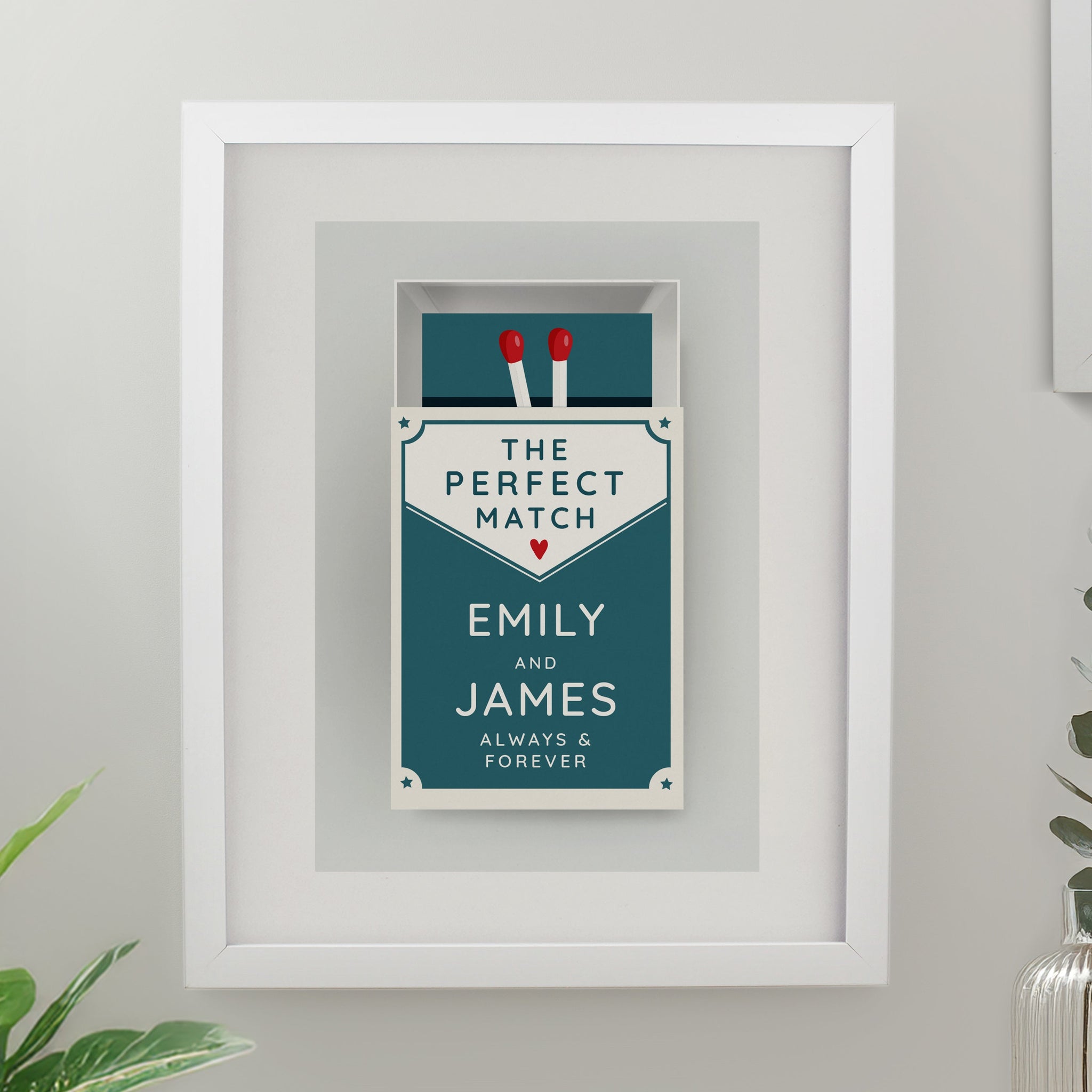 Personalised Perfect Match Couples Framed Prints: 3 - White - Framed Prints By Gift Moments