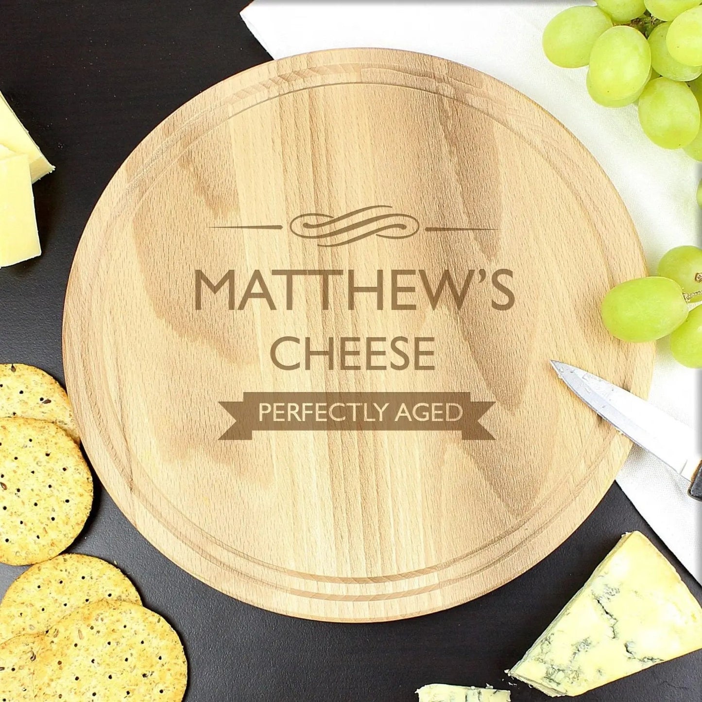 Personalised Perfectly Aged Round Chopping Board: 1 - Cheese Boards By Gift Moments