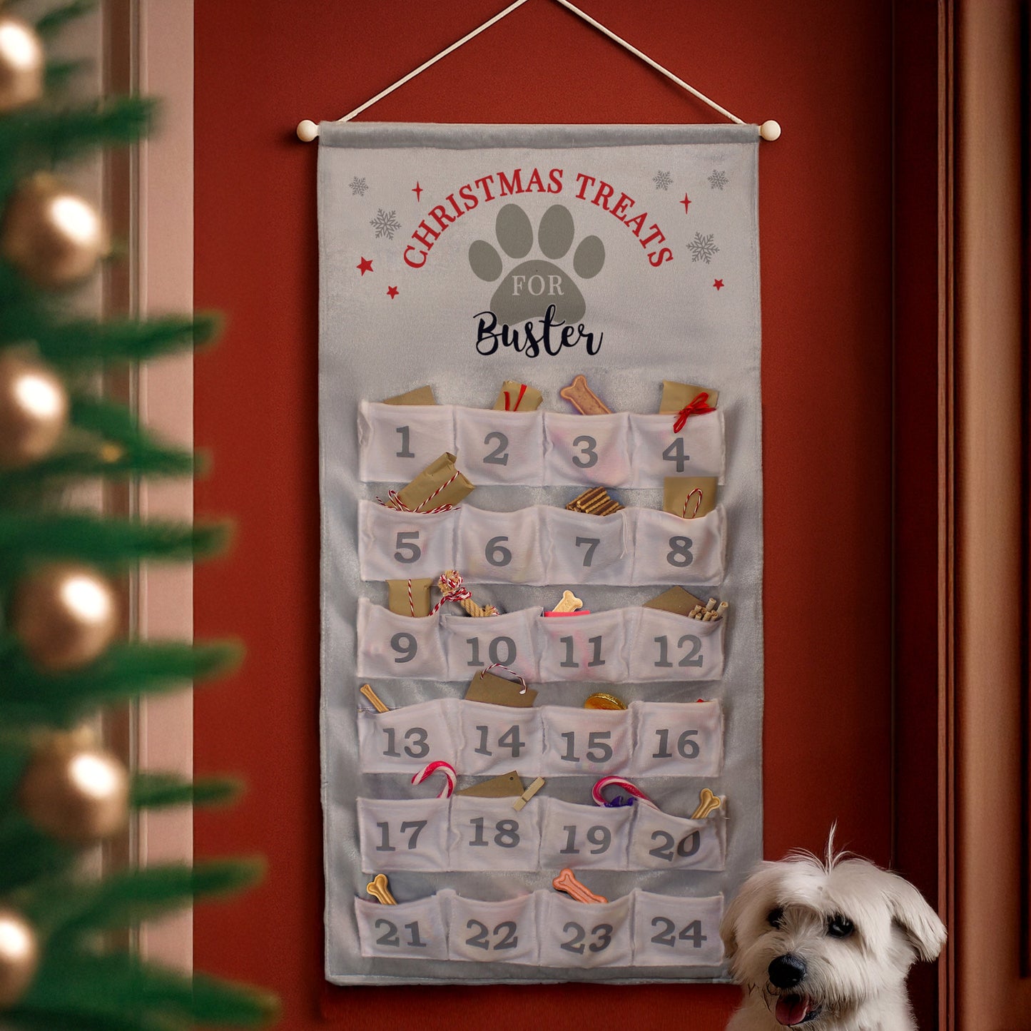 Personalised Pet Advent Calendar In Silver Grey: 1 - Advent Calendars By Gift Moments