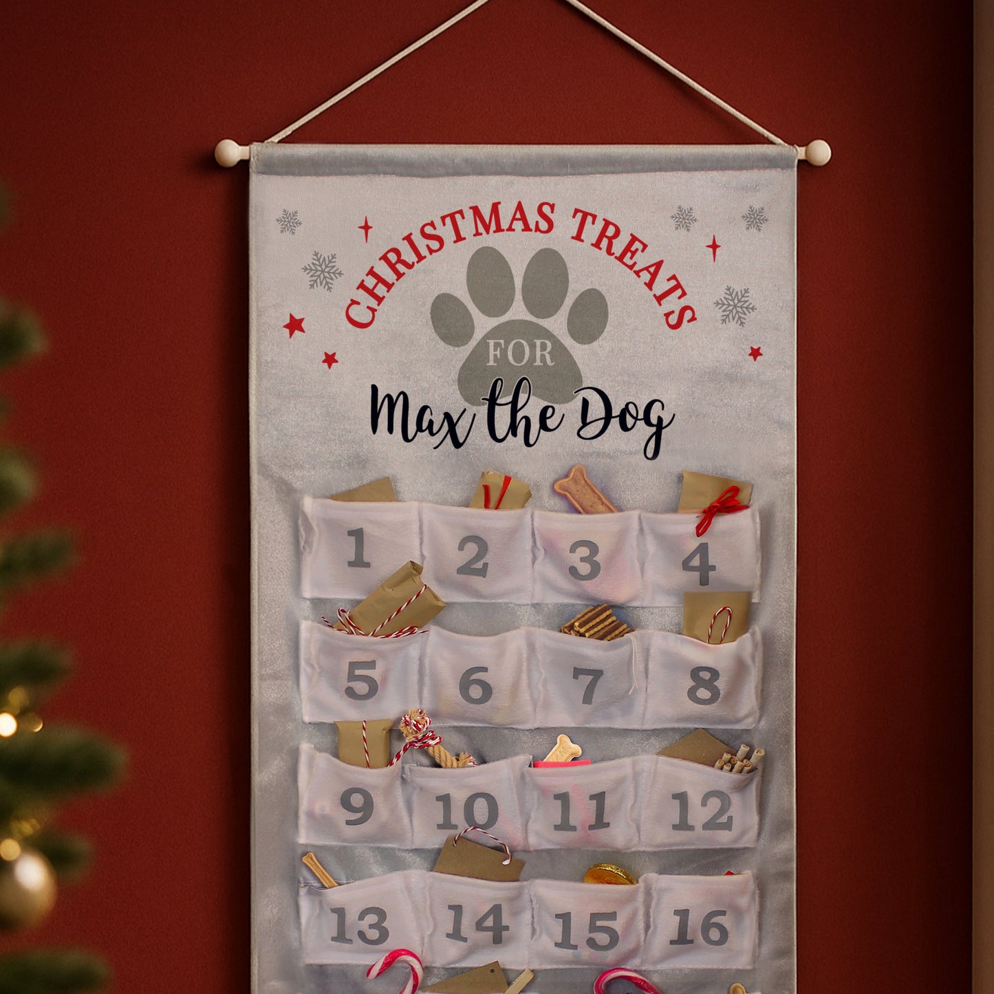 Personalised Pet Advent Calendar In Silver Grey: 4 - Advent Calendars By Gift Moments