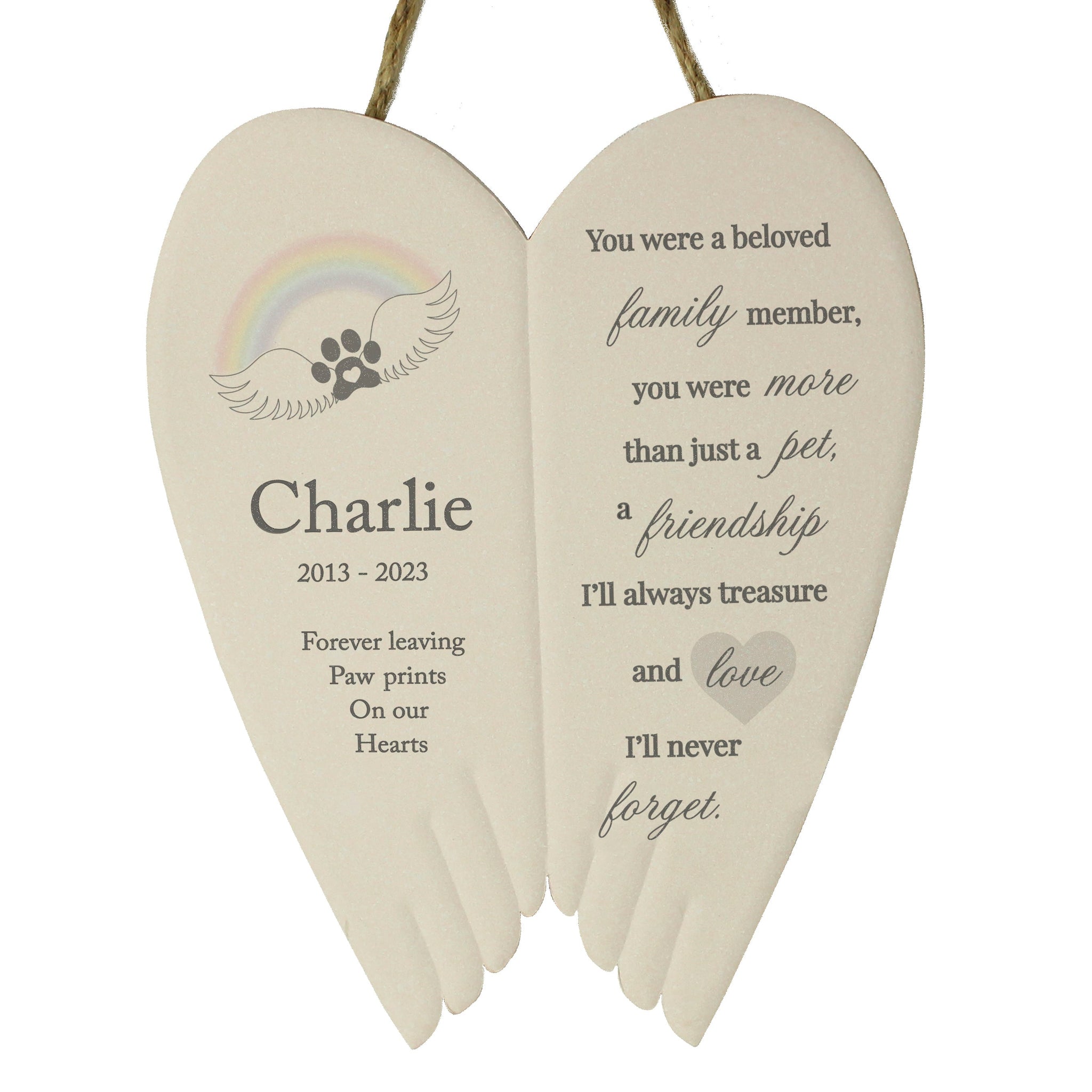 Personalised Pet Memorial Ceramic Wings: 5 - Memorials By Gift Moments