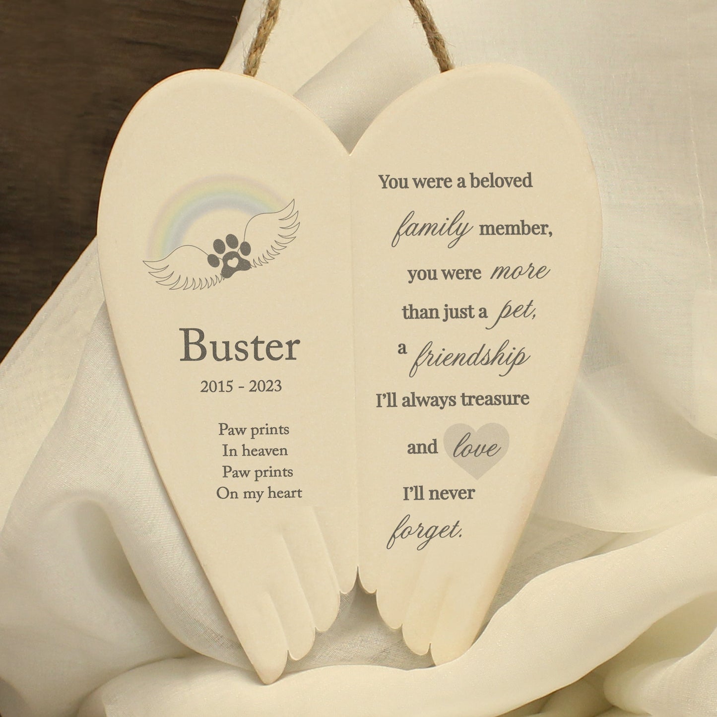 Personalised Pet Memorial Ceramic Wings: 2 - Memorials By Gift Moments