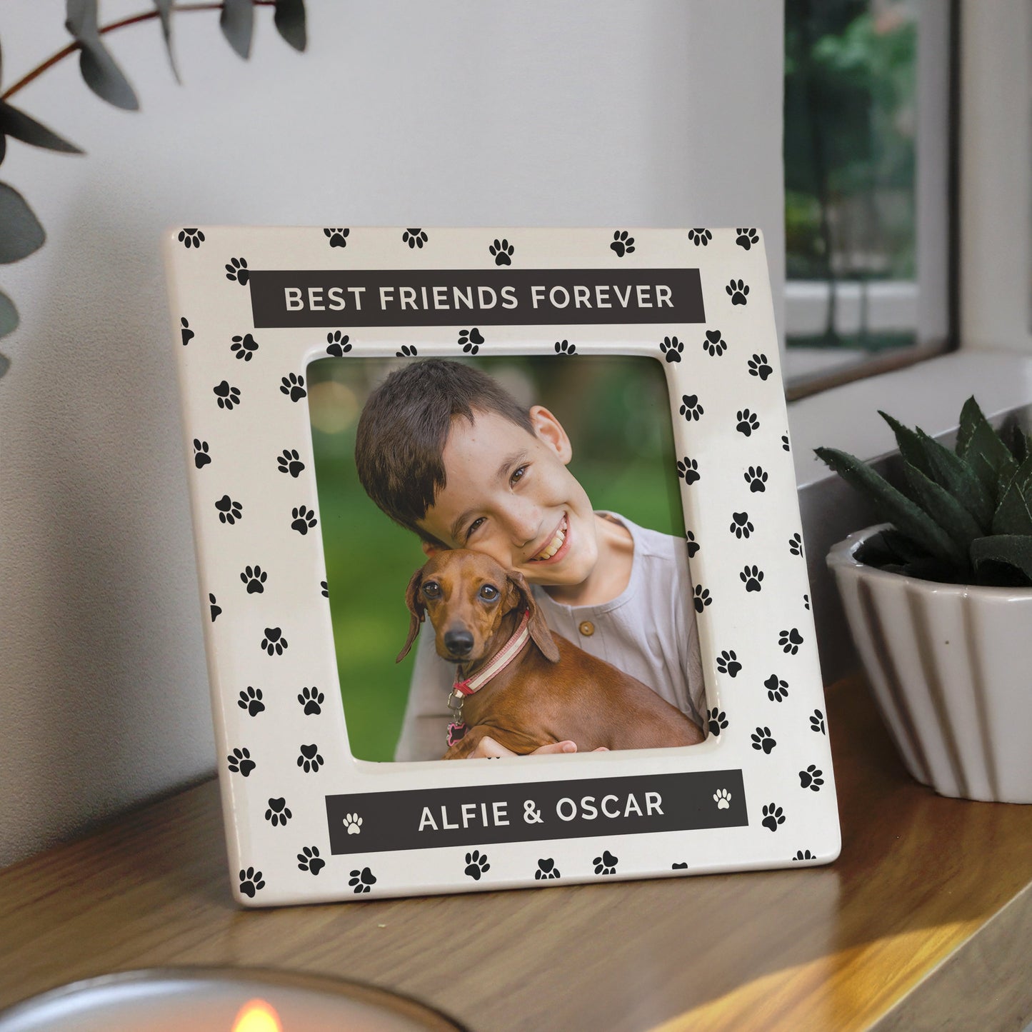 Personalised Pet Paw Print Ceramic 4x4 Frame: 1 - Photo Frames By Gift Moments