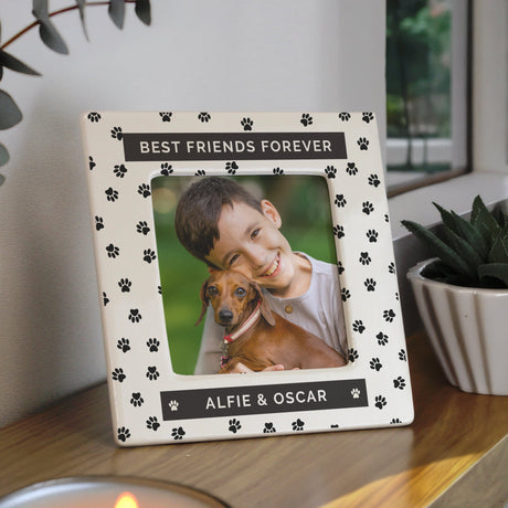 Personalised Pet Paw Print Ceramic 4x4 Frame: 1 - Photo Frames By Gift Moments