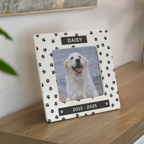 Personalised Pet Paw Print Ceramic 4x4 Frame: 3 - Photo Frames By Gift Moments