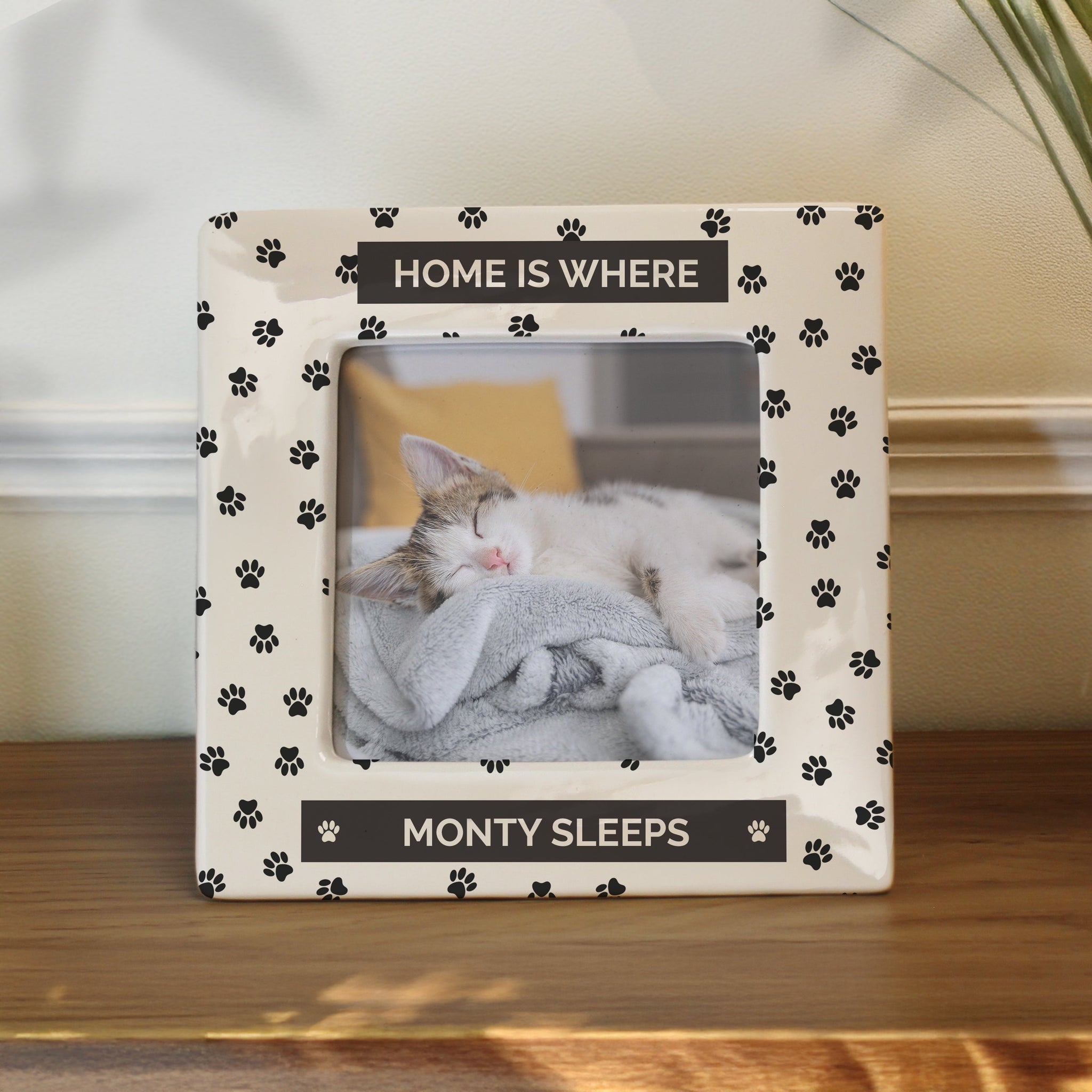 Personalised Pet Paw Print Ceramic 4x4 Frame: 2 - Photo Frames By Gift Moments
