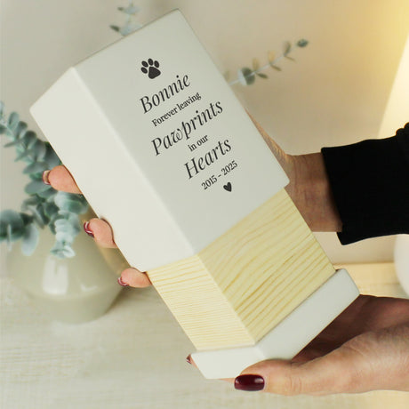 Personalised Pet Pawprints Small Wooden Urn: 2 - Urns By Gift Moments