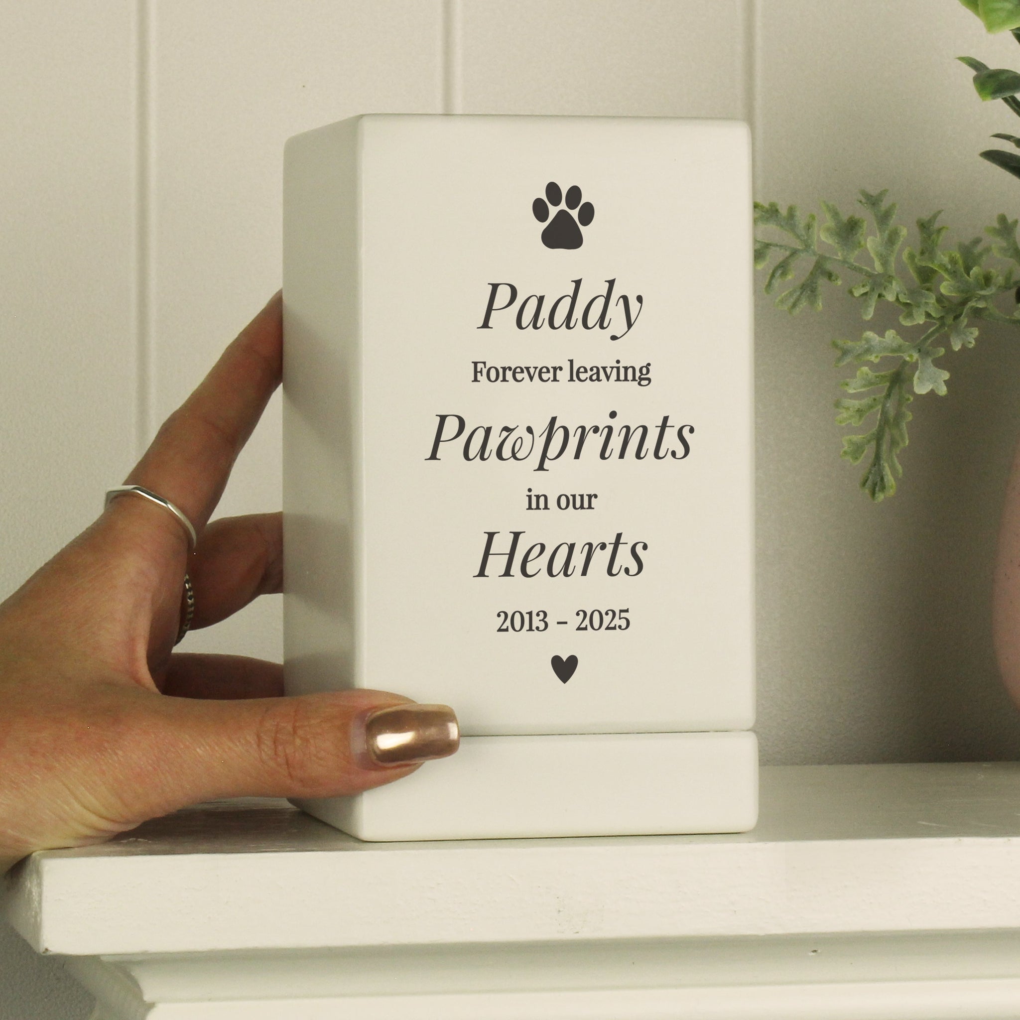 Personalised Pet Pawprints Small Wooden Urn: 3 - Urns By Gift Moments