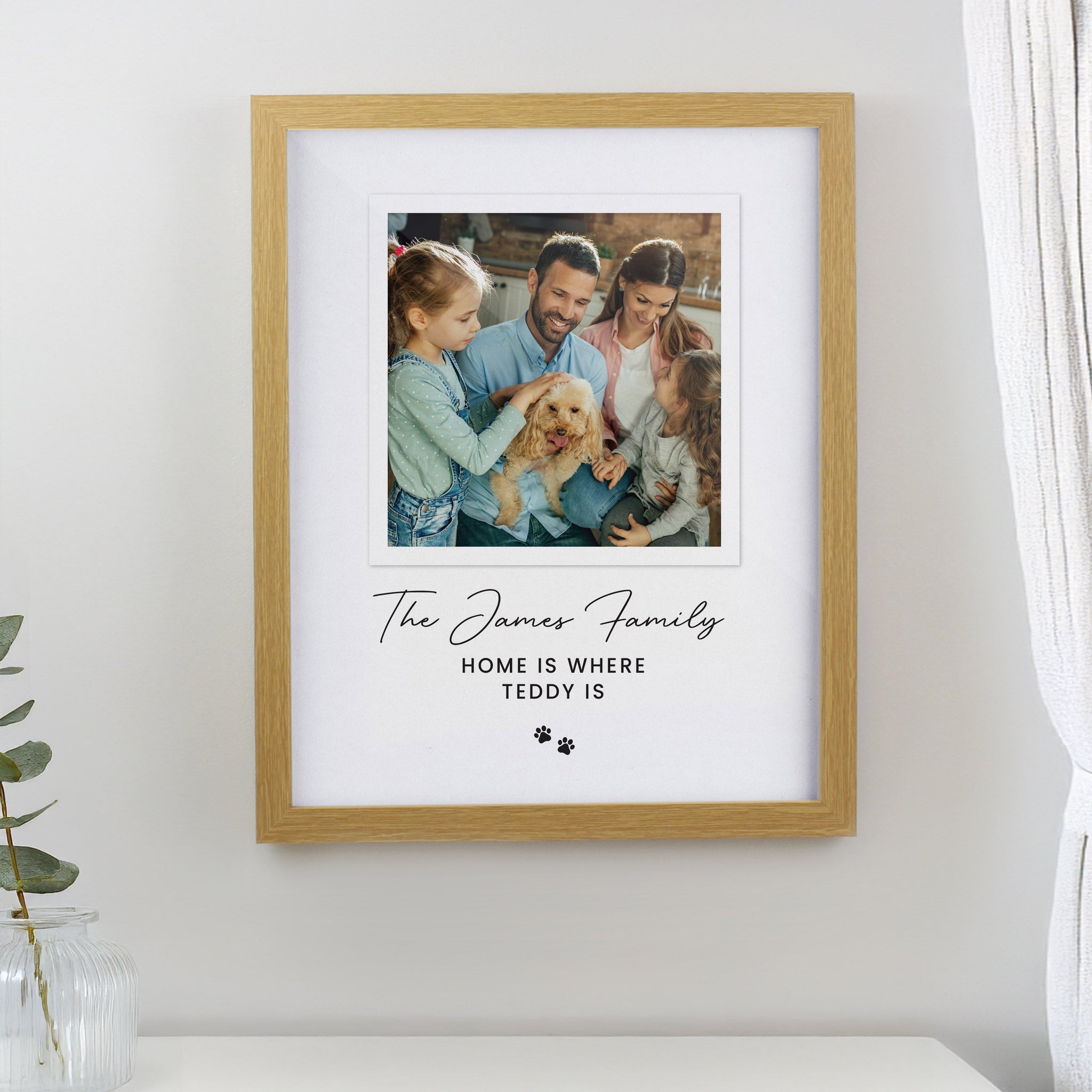 Personalised Pet Photo Framed Prints: 3 - Oak - Framed Prints By Gift Moments