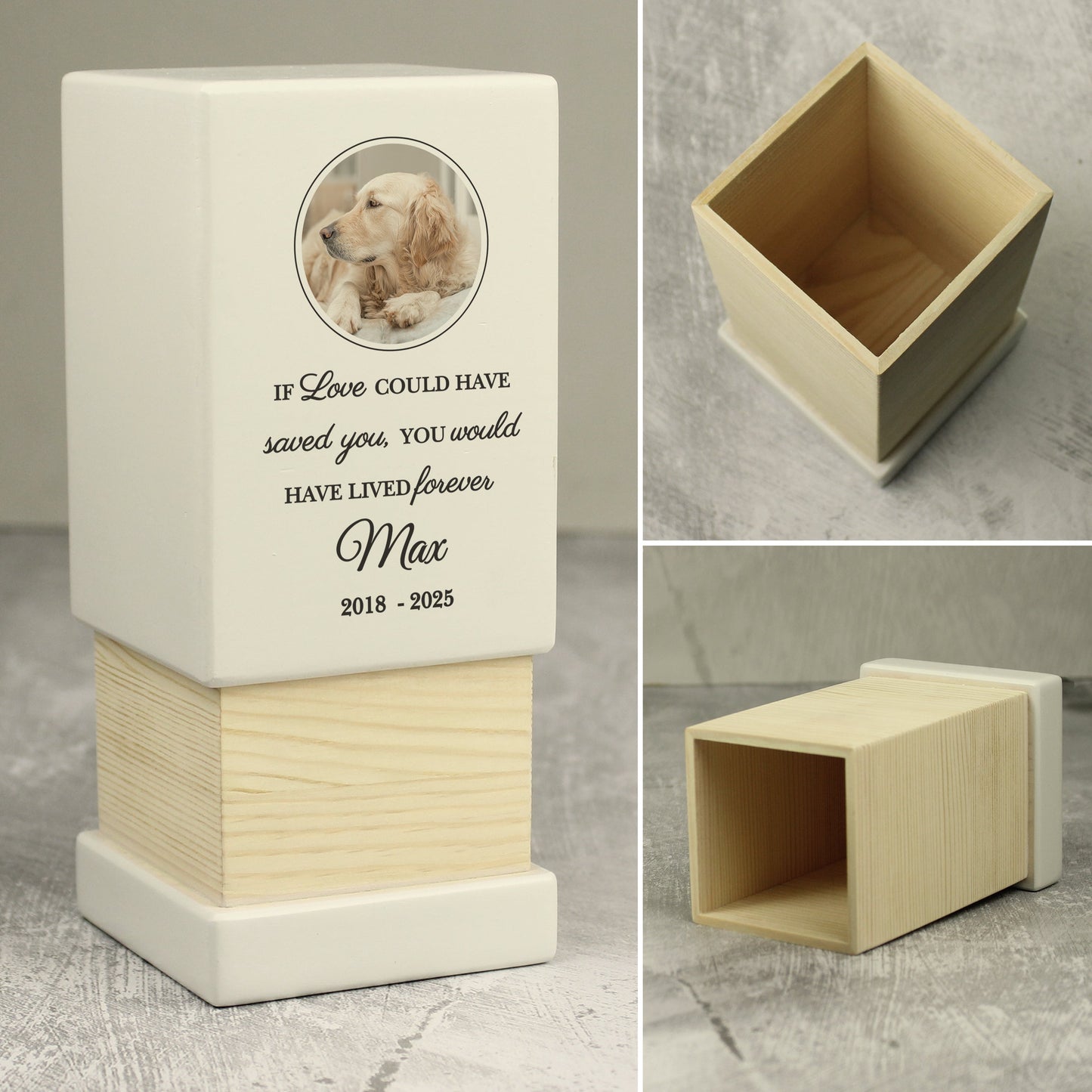 Personalised Pet Photo Upload Small Wooden Urn: 4 - Urns By Gift Moments