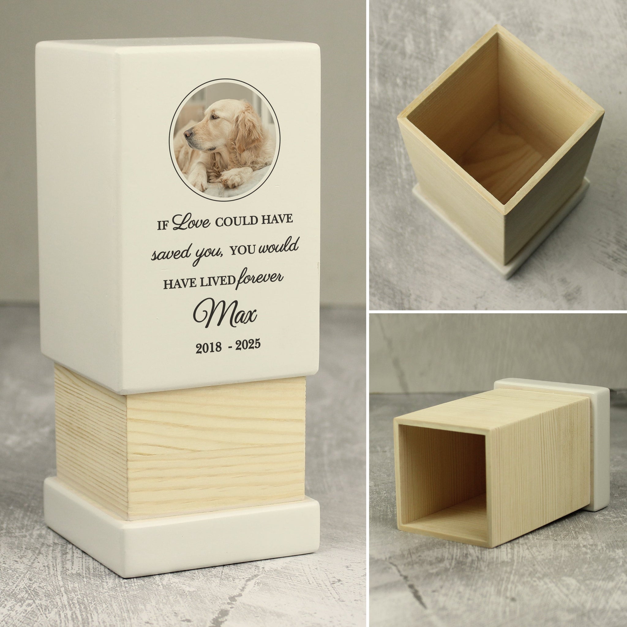 Personalised Pet Photo Upload Small Wooden Urn: 4 - Urns By Gift Moments