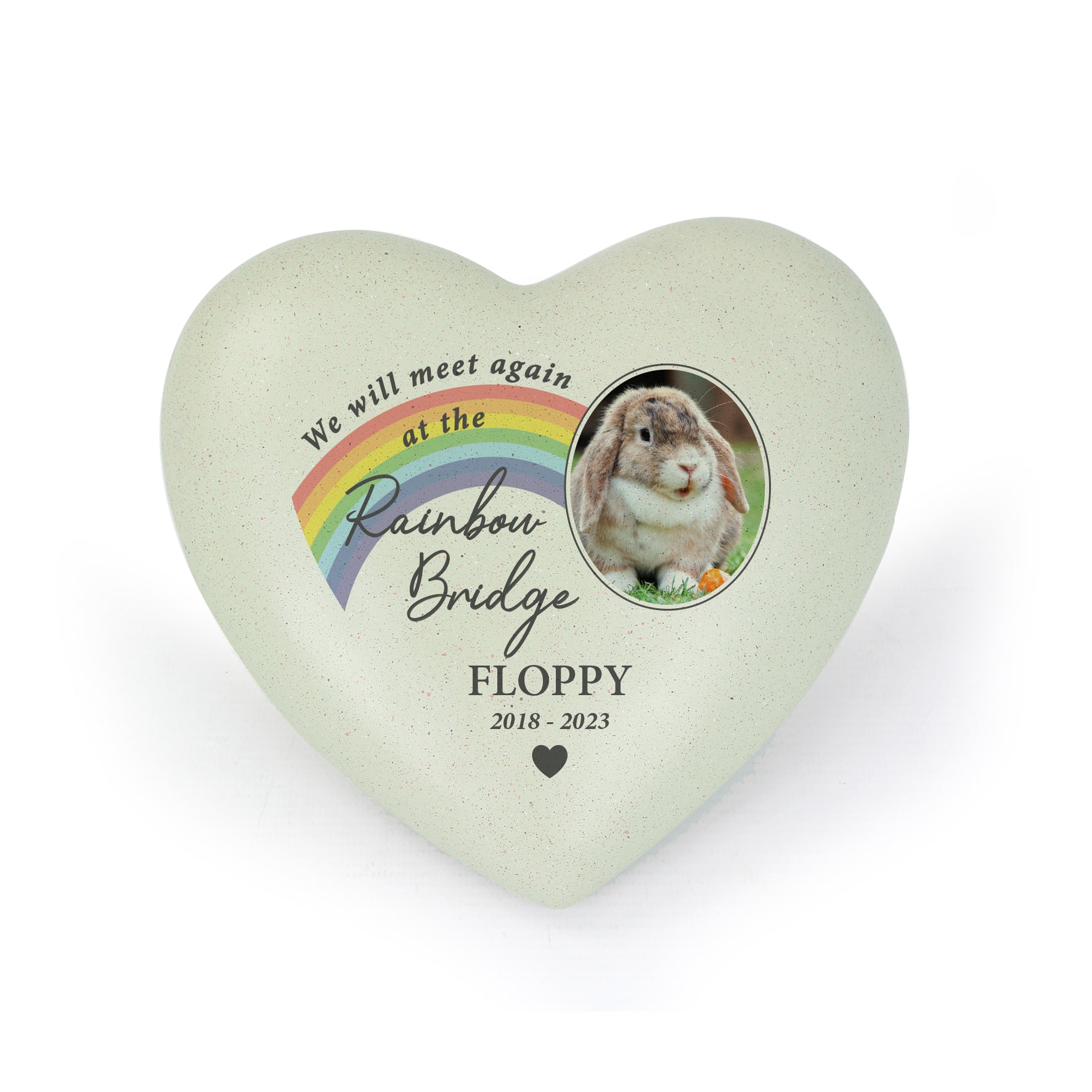 Personalised Pet Rainbow Photo Upload Memorial Resin Heart: 5 - Memorials By Gift Moments