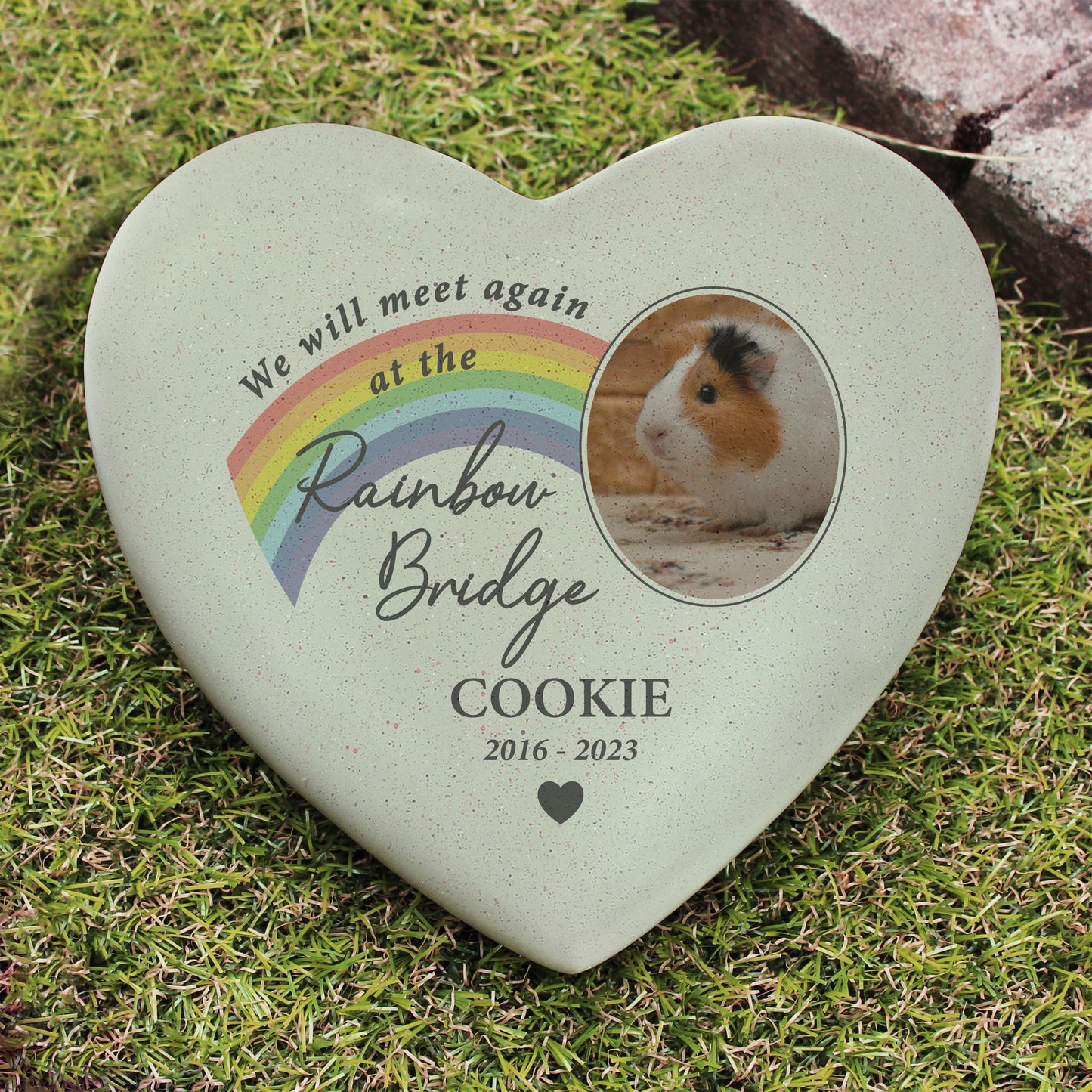 Personalised Pet Rainbow Photo Upload Memorial Resin Heart: 3 - Memorials By Gift Moments