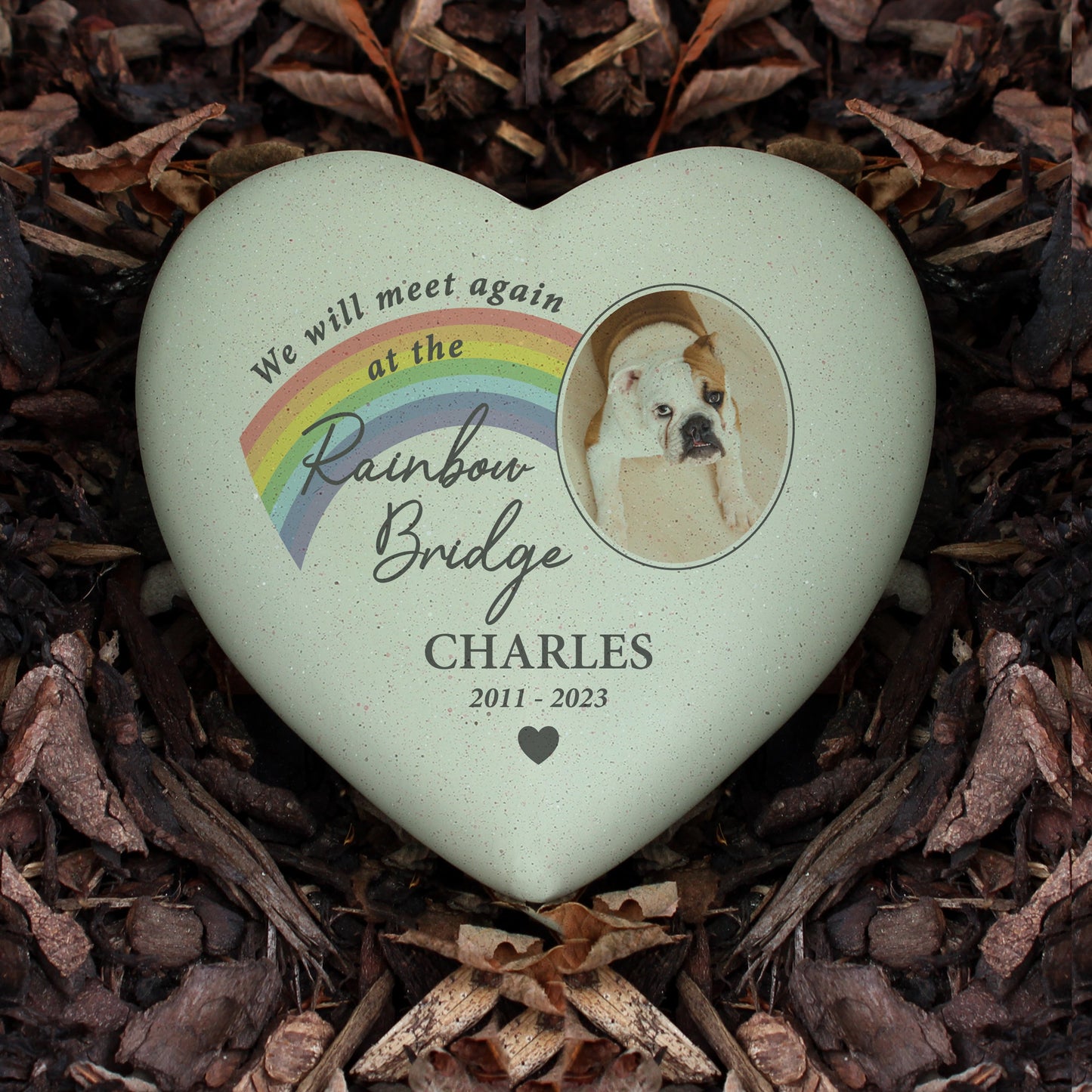 Personalised Pet Rainbow Photo Upload Memorial Resin Heart: 2 - Memorials By Gift Moments