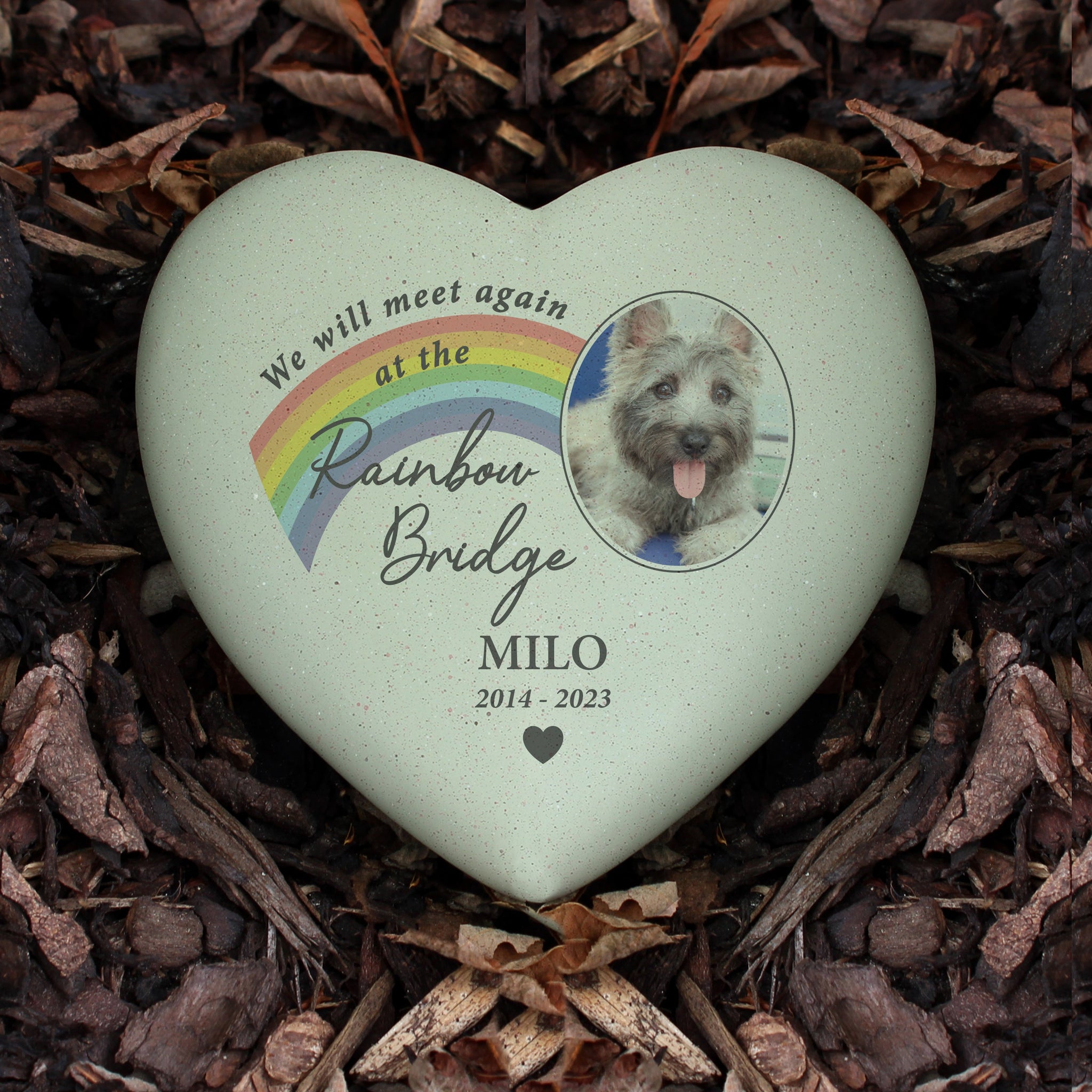 Personalised Pet Rainbow Photo Upload Memorial Resin Heart: 4 - Memorials By Gift Moments