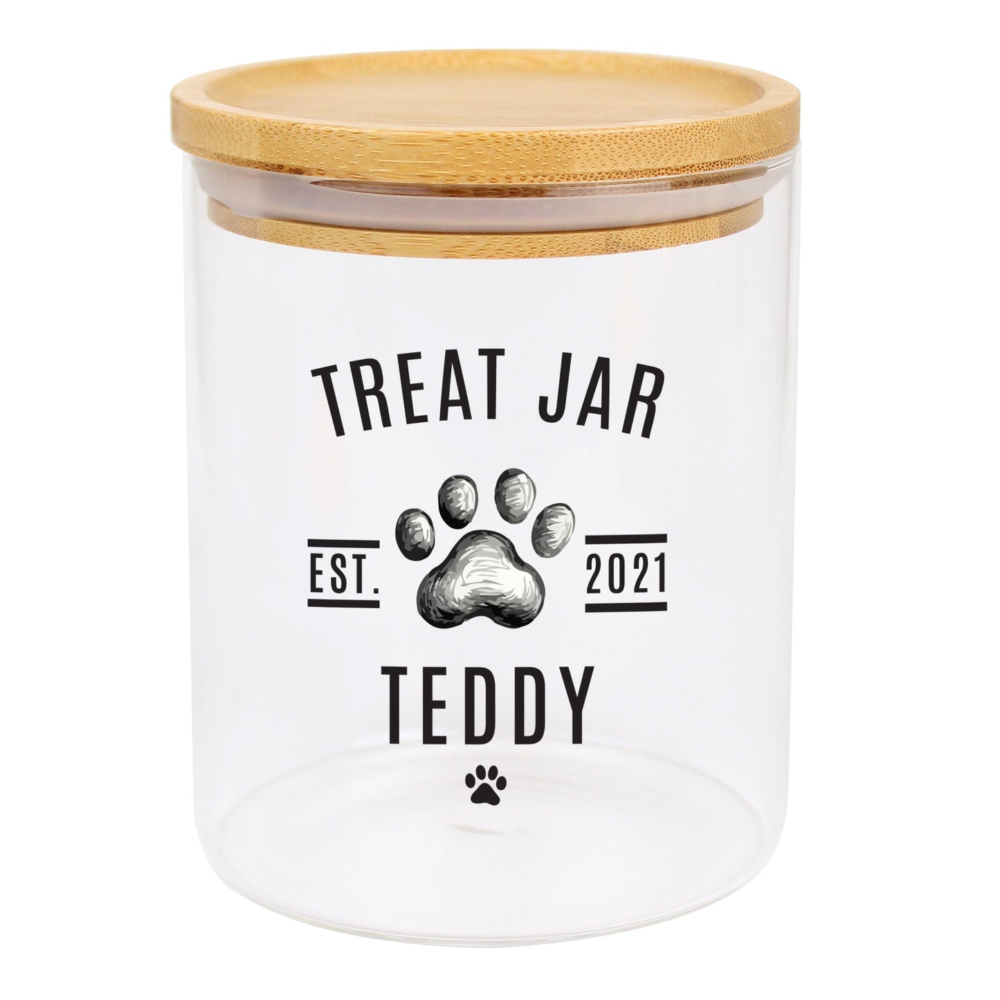 Personalised Pet Treats Glass Jar with Bamboo Lid: 4 - Storage By Gift Moments