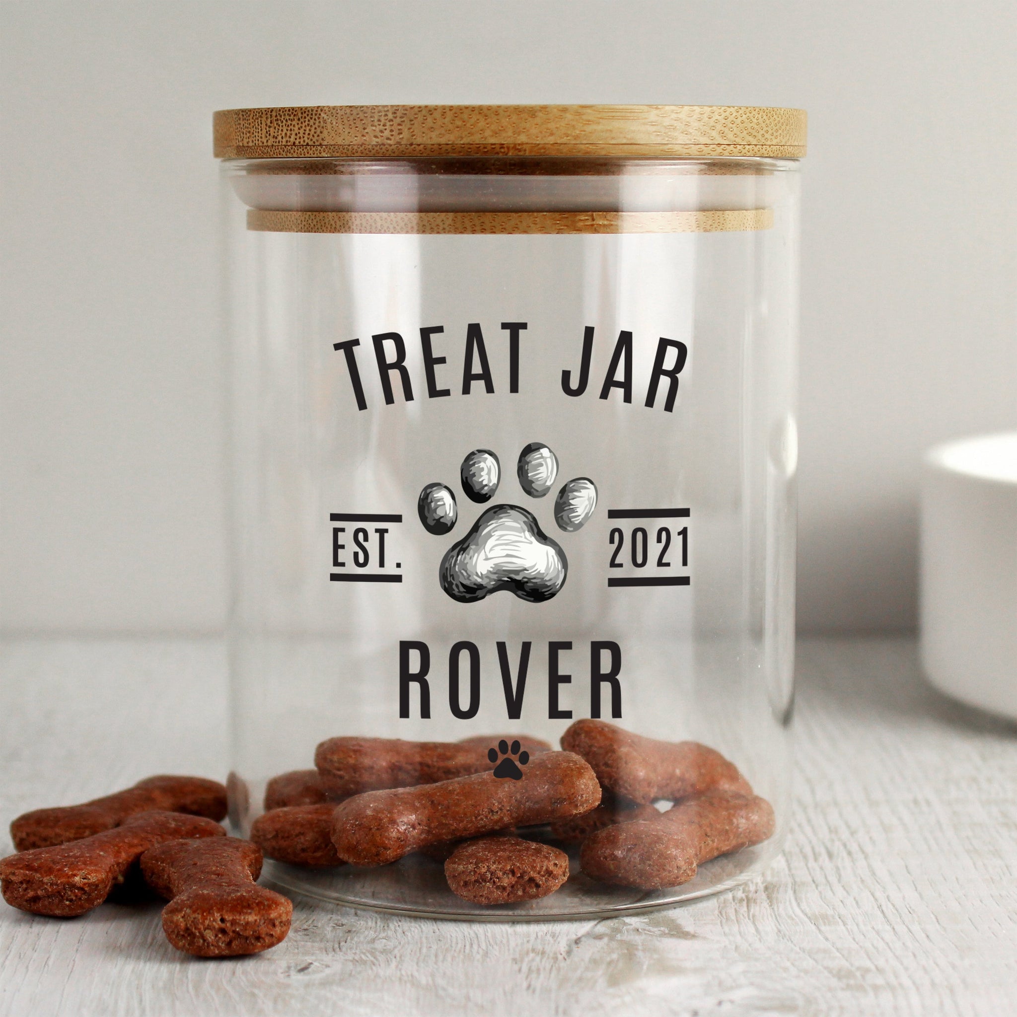 Personalised Pet Treats Glass Jar with Bamboo Lid: 1 - Storage By Gift Moments
