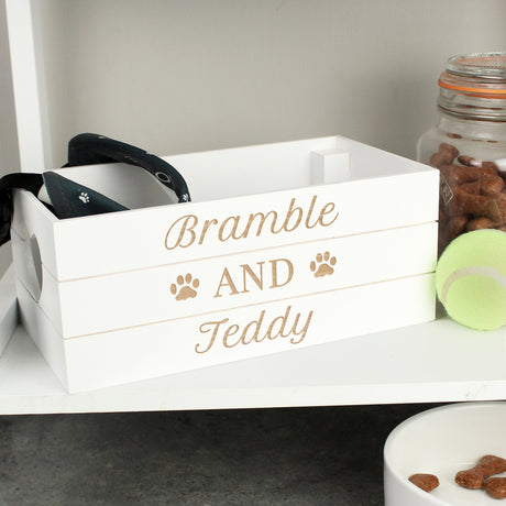 Personalised Pets White Wooden Crate: 2 - Storage By Gift Moments